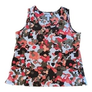 Women's Scoop Neck Tank Top in Coral & Olive Camo